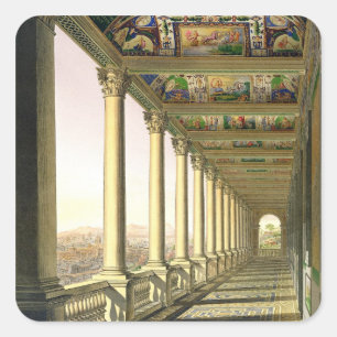 Adesivo Quadrado Vista do terceiro Loggia do assoalho no vaticano,