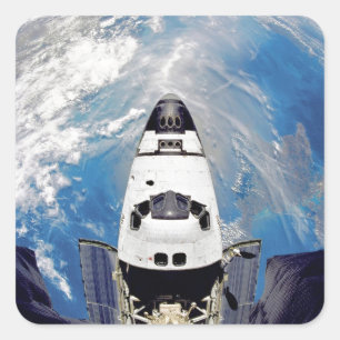 Adesivo Quadrado Vista olho de peixe do Ônibus Espacial Atlantis em