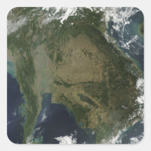 Adesivo Quadrado Vista satélite de Indochina