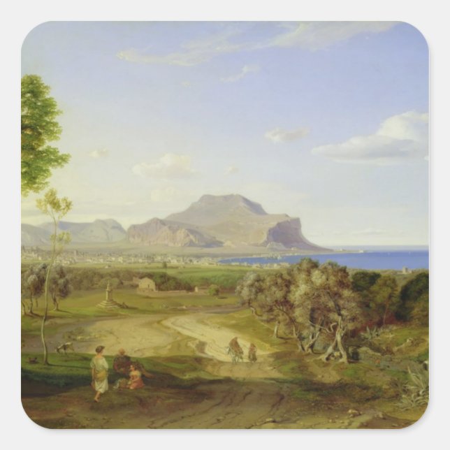 Adesivo Quadrado Vista sobre Palermo, 1828 (Frente)