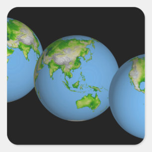 Adesivo Quadrado Vistas topográficas do mundo