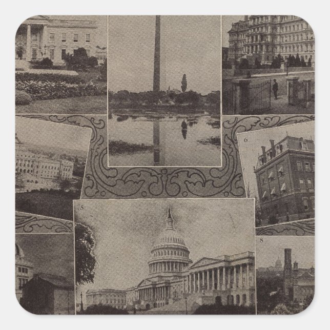 Adesivo Quadrado Visualiza Washington, DC (Frente)