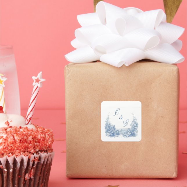 Adesivo Quadrado Vitoriano Crista Barroca Azul Empoeirado (Festa)