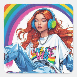 Adesivo Quadrado Viva a Vibe Girl
