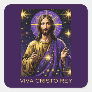 Adesivo Quadrado Viva Cristo Rey Católico Jesus Cristo o Rei