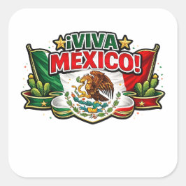 Adesivo Quadrado Viva México Tipografia Patriótica | Mexicano