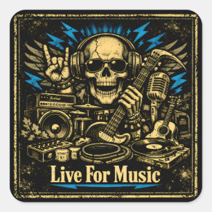 Adesivo Quadrado Viver pela Música – Vida de Devoção à Música