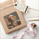 Adesivo Quadrado Vizsla Dog Christmas Festivo<br><div class="desc">Perfeito para amantes de cães e mães de cães. Este tema festivo captura a alegria e o espírito da estação, apresentando ilustrações caninas lúdicas e carinosas adormecidas com sotaques de férias. Ideal como presente para amantes de cães, adicionando um toque encantador ao decoro de Natal e presentes. Celebre a temporada...</div>