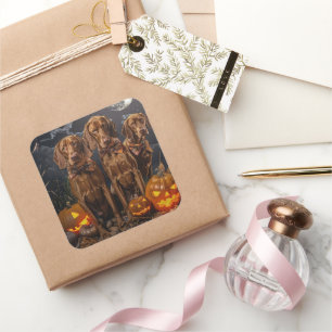 Adesivo Quadrado Vizsla Halloween Spooky