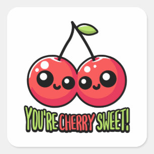 Adesivo Quadrado Você é Cherry Sweet! Cute Cherry Pun
