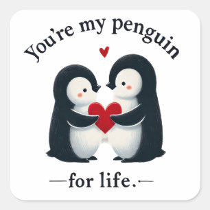 Adesivo Quadrado Você é meu pinguim para o casal da vida