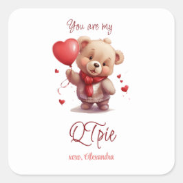 Adesivo Quadrado Você é meu QTpie | Dia de os namorados de Urso de 