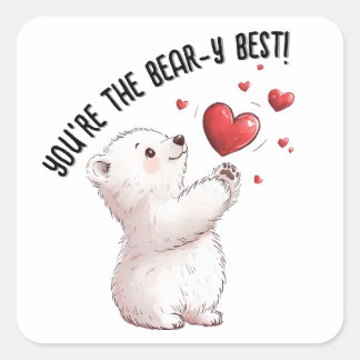 Adesivo Quadrado Você é o melhor Dia de os namorados de Urso Polar