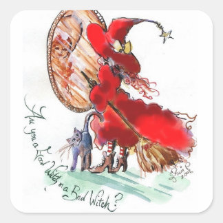 Adesivo Quadrado Você é uma boa bruxa ou uma bruxa má?