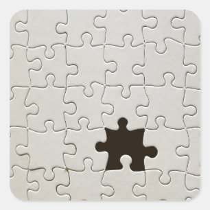 Adesivo Quadrado Você Me Completa Jigsaw Romântico Preto e Branco