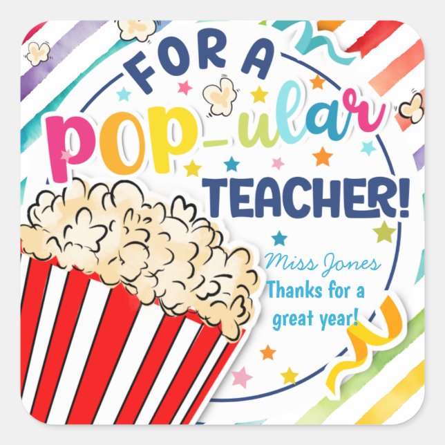 Adesivo Quadrado você me faz pop obrigados de pipoca voluntária (Frente)