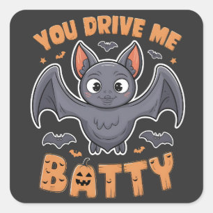 Adesivo Quadrado Você me leva a Pumpkin do Dia das Bruxas de Batty
