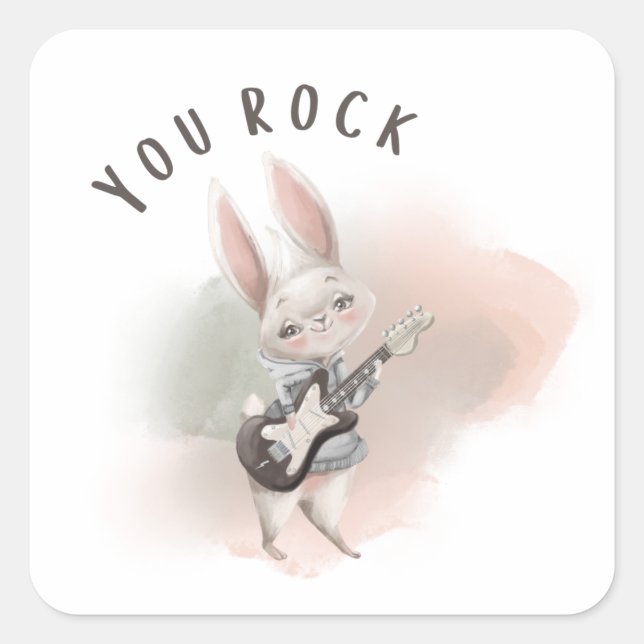 Adesivo Quadrado Você Rock Bunny Sticker (Frente)