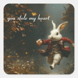 Adesivo Quadrado Você roubou meu coração, o coelho ladrão do coraçã