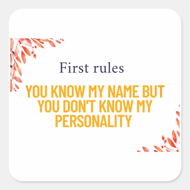 Adesivo Quadrado Você Sabe Meu Nome Convite & Cartão-Postal - Pers  (Frente)