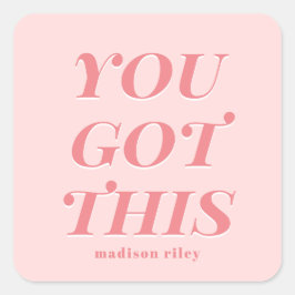 Adesivo Quadrado Você tem este nome de pêssego rosa