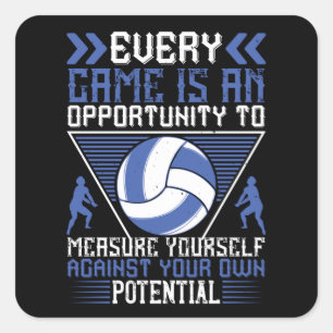 Adesivo Quadrado Voleibol - Cada Jogo É Uma Oportunidade