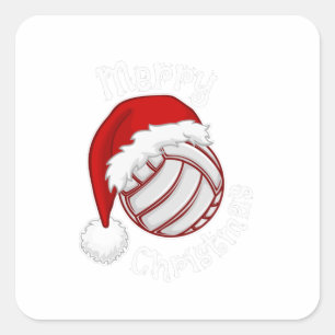 Adesivo Quadrado Voleibol com Santa hat impressão de Natal Engraçad