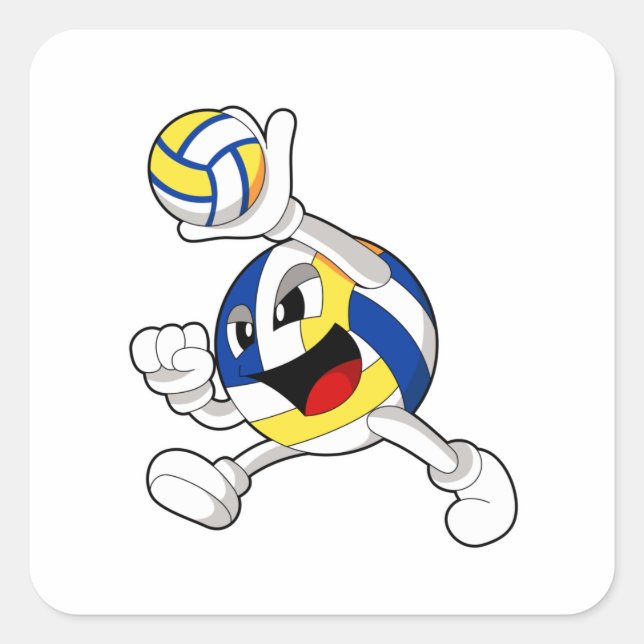 Adesivo Quadrado Voleibol com voleibol (Frente)