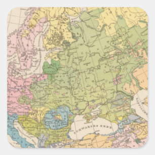 Adesivo Quadrado Volkerkarte von Europa, mapa de Europa