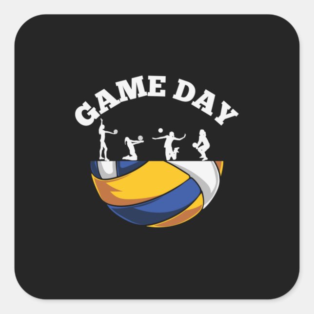 Adesivo Quadrado Volleyball Player | Game Day Volleyball (Frente)