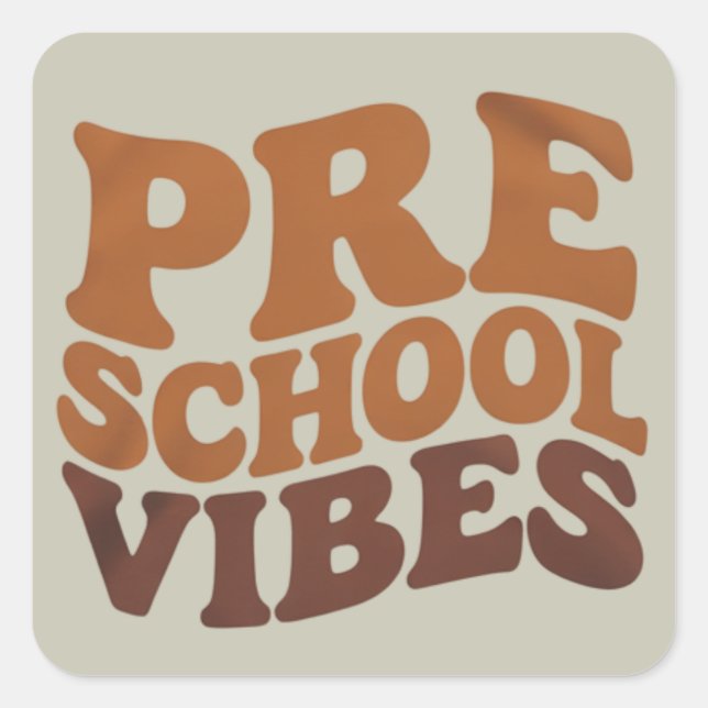 Adesivo Quadrado Voltar à escola Primeiro dia da pré-escola Groovy (Frente)