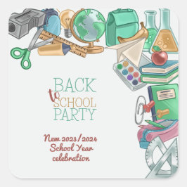 Adesivo Quadrado Voltar à festa da escola