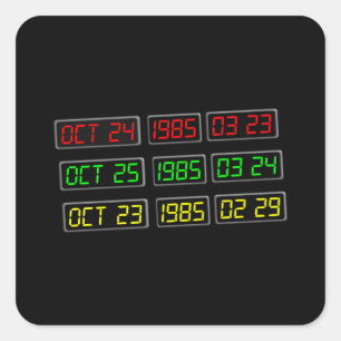 Adesivo Quadrado Voltar aos anos 80 pela máquina do Viagem de temp