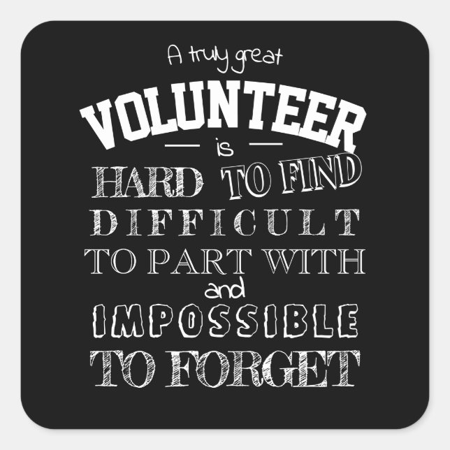 Adesivo Quadrado Voluntário Obrigado Apreciação Script Gift preto (Frente)