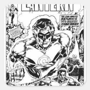 Adesivo Quadrado Voo verde das lanternas, preto e branco