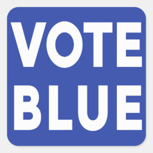 Adesivo Quadrado Votação em negrito Texto branco azul sobre polí