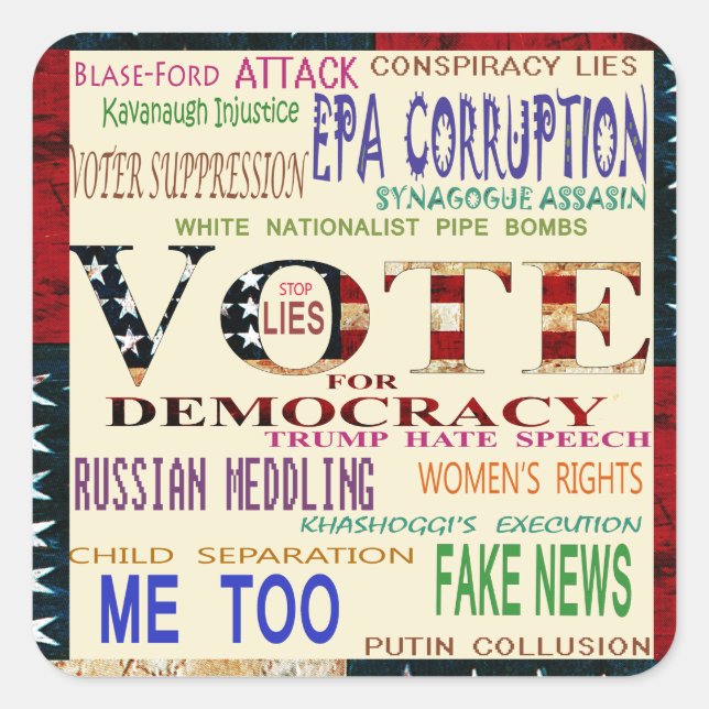 Adesivo Quadrado Votação pela Democracia (Frente)