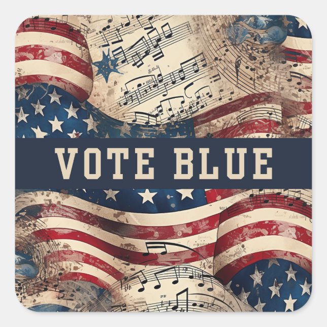 Adesivo Quadrado Votar Blue Sticker, Eleição do Partido Democrático (Frente)