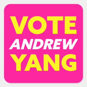 Adesivo Quadrado Vote Andrew Yang Nova Iorque Mayor Magenta