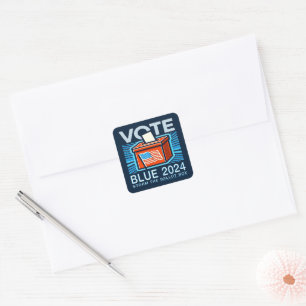 Adesivo Quadrado Vote Azul 2024 Urna Eleições Presidenciais EUA