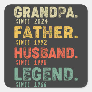 Adesivo Quadrado Vovô Padre Husband do Ano Personalizado Legenda