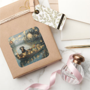 Adesivo Quadrado Voyage festiva de Natal do Conhound Bluetick