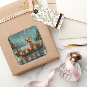 Adesivo Quadrado Voyage festiva do Cairn Terrier Christmas