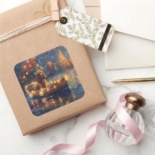 Adesivo Quadrado Voyage festiva do Natal do Cocker Spaniel