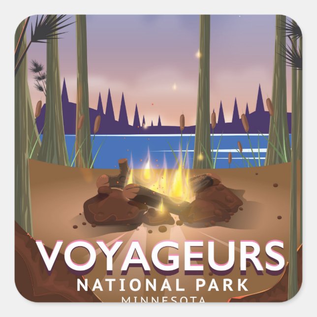 Adesivo Quadrado Voyageurs National Park poster de viagens Minnesot (Frente)