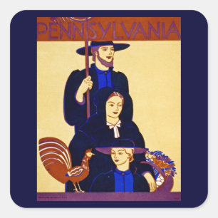 Adesivo Quadrado W.P.A. Vintage do poster de viagens de Pensilvâni