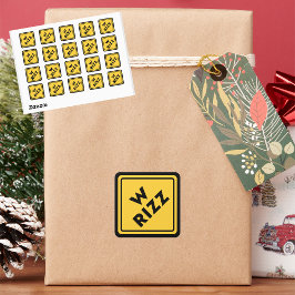 Adesivo Quadrado W rizz US warning sign Meme Funny Quote