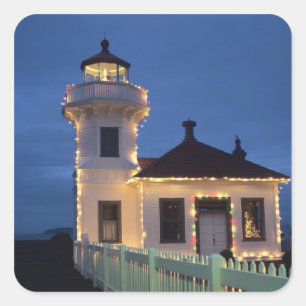 Adesivo Quadrado WA, Mukilteo, Farol de Mukilteo, estabelecido