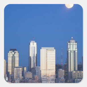 Adesivo Quadrado WA, Seattle, Seattle Skyline e Elliott Bay 4
