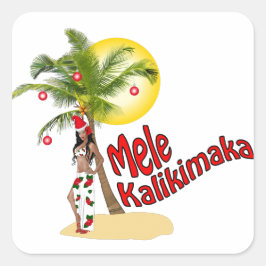 Adesivo Quadrado Wahine Pinup Mele Kalikimaka Vinheiros de Natal